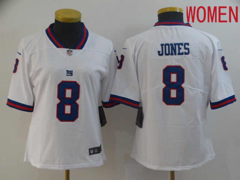 Women New York Giants 8 Jones White Nike Color Rush Limited NFL Jerseys